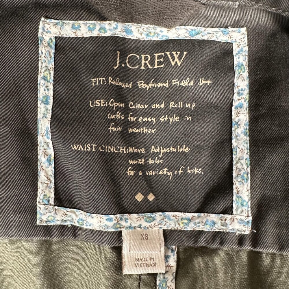 J. Crew Relaxed Boyfriend Field Jacket Women XS Full Zip Snap Adjustable Waist - Picture 6 of 11
